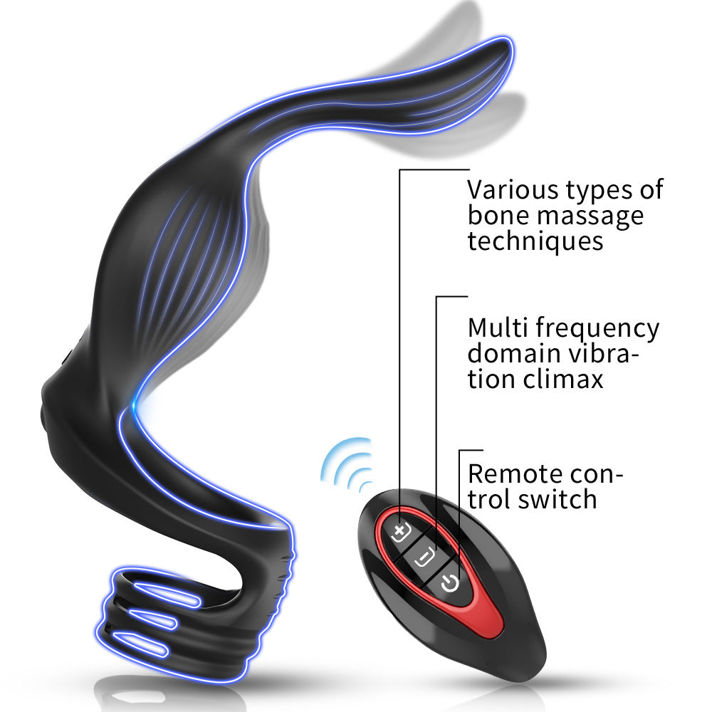 Wireless Remote Control 3-point Stimulation Vibrating Penis Ring-EROSREALM