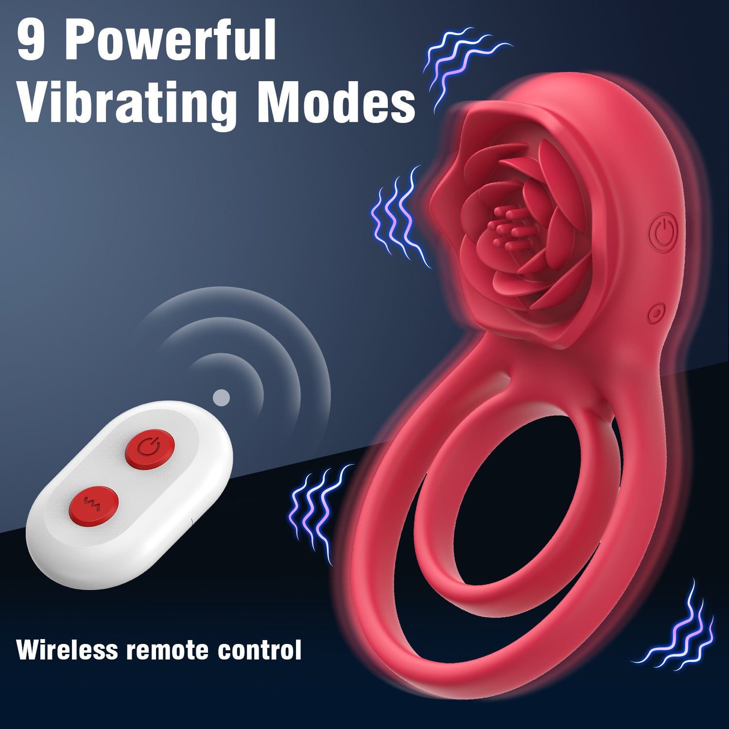 Cock Ring With Rose Clit Vibrator for Couples-EROSREALM