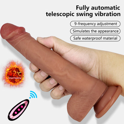 Heating Retractable Rocking Vibrating Dildo-EROSREALM