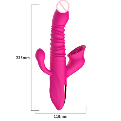 G Spot Vibrator Thrusting Dildo With Suction & Tongue-EROSREALM