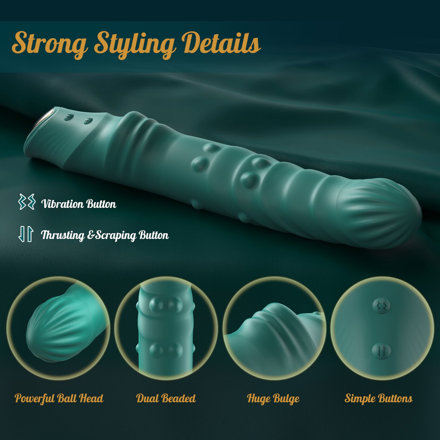 Husky 3-in-1 Thrusting Pinching Vibrating Big Dildo-EROSREALM