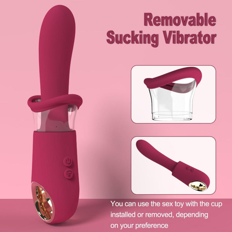 Morgan 2-in-1 Removable Clit Sucker & Vibrating Dildo-EROSREALM