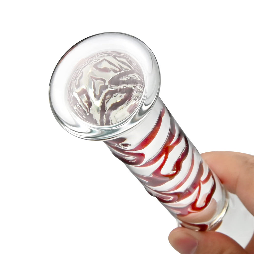 Crystal Glass Dildo G-spot Stimulation Anal Plug With Red Heart Pattern-EROSREALM