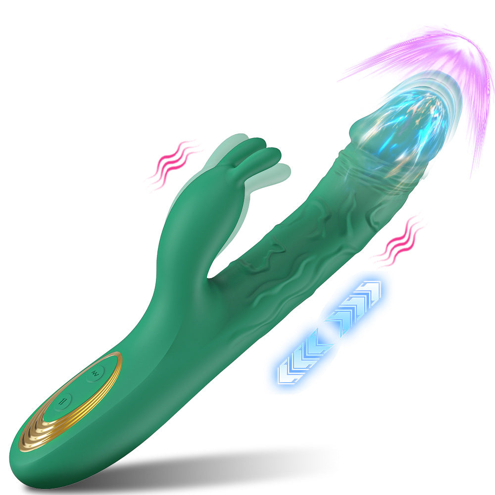 2 In 1 Telescopic Dildo Rabbit Vibrator Vaginal Massage Simulator-EROSREALM