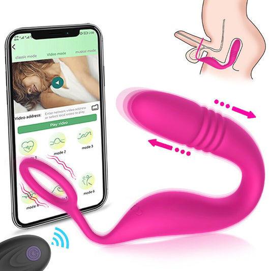 2-in-1 Thrusting Vibrating Prostate Massager With Cock Ring-EROSREALM