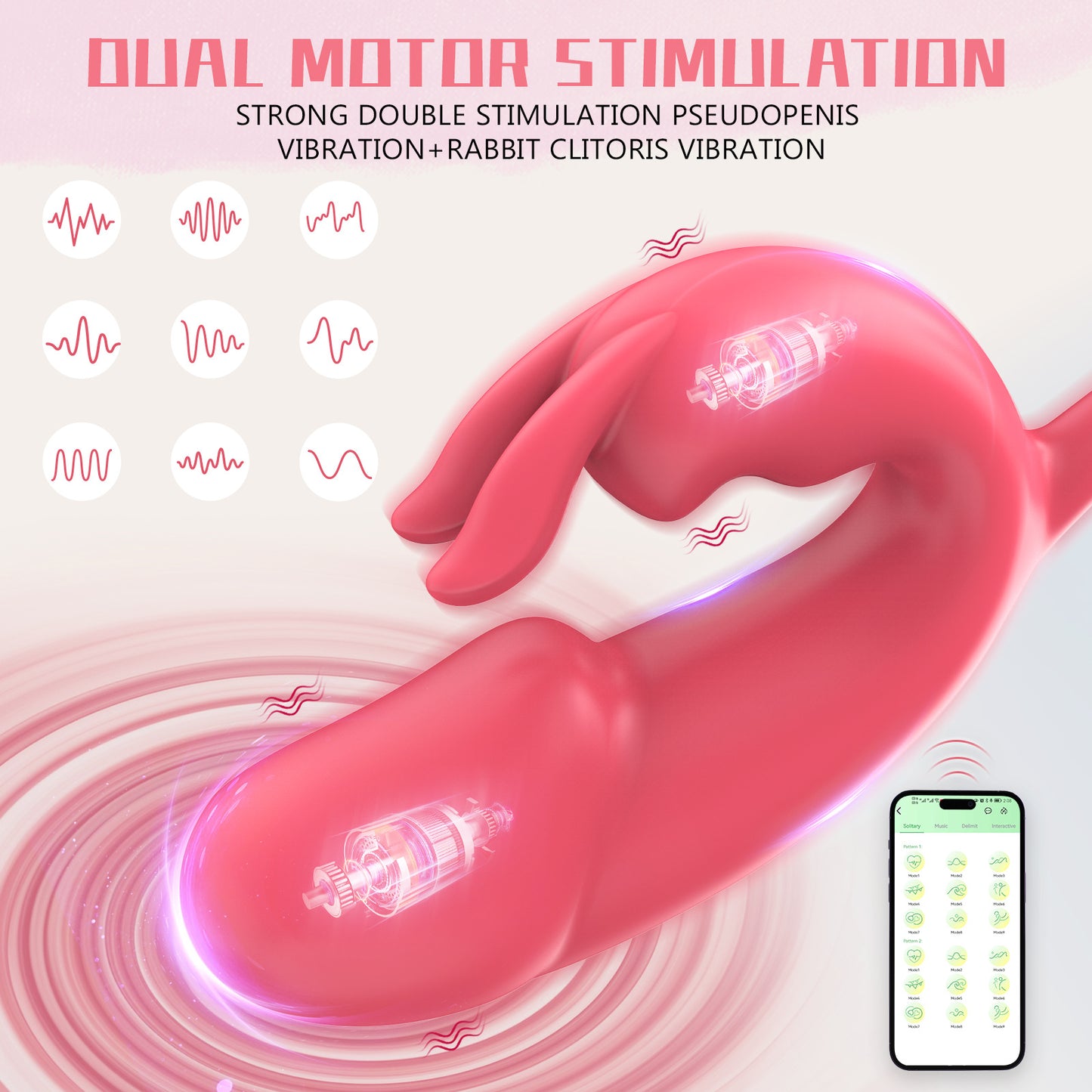 2-in-1 App Remote Control Swinging Rabbit Vibrator-EROSREALM