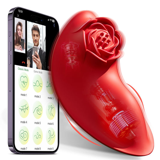 App Remote Control Double Motors 9 Vibration Rose Panty Vibrator-EROSREALM