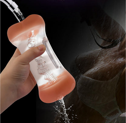 Transparent Double Holes Vibrating Masturbation Cup-EROSREALM