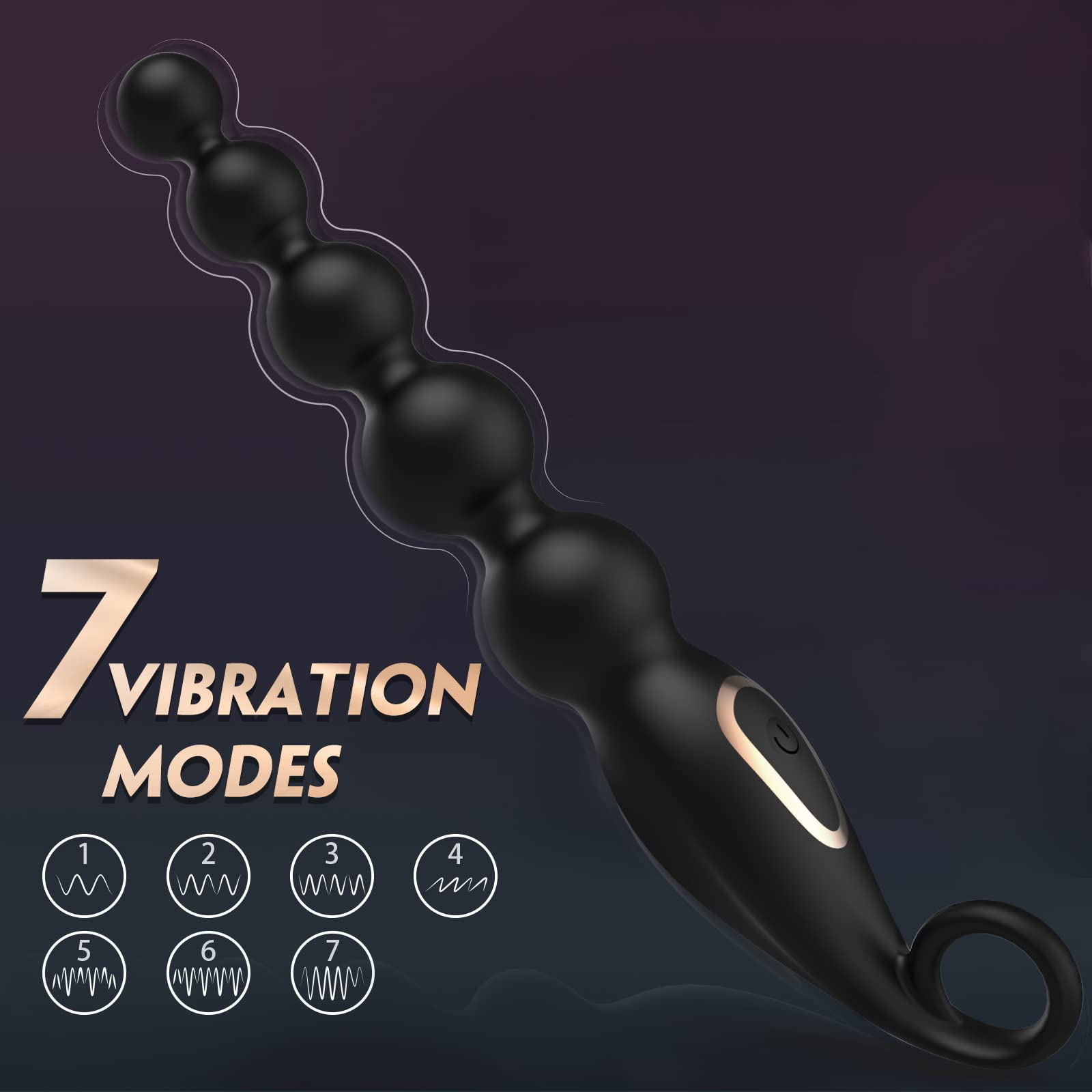 Vibrating Anal Beads Butt Plug. Graduated Design Silicone Anal Vibrator with 7 Vibration Modes Rechargeable Waterproof G-spot Anal Sex Toy for Men. Women and Couples-EROSREALM