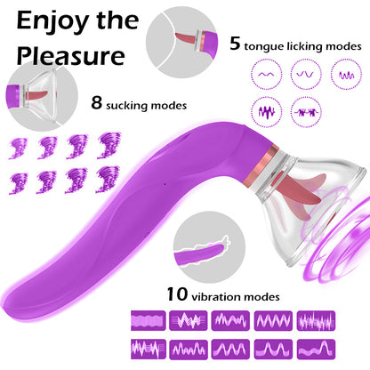 Clitoral Sucking Tongue Vibrator with 8 Sucking Modes and 5 Licking Modes-EROSREALM