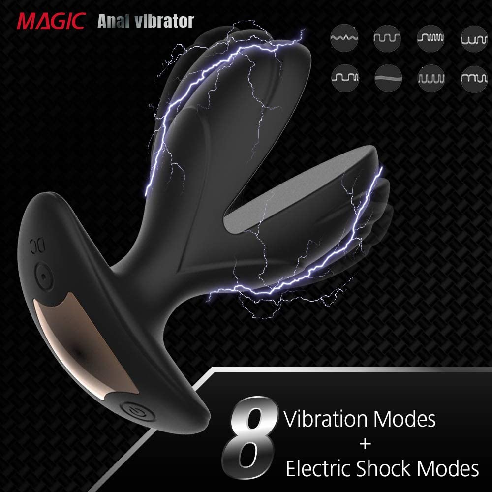 Vibrating Anal Plug with Electric Shock Pulse Vibrator. Anal Vibrator Prostate Massager for Men with Remote Control-EROSREALM