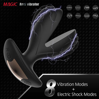 Vibrating Anal Plug with Electric Shock Pulse Vibrator. Anal Vibrator Prostate Massager for Men with Remote Control-EROSREALM