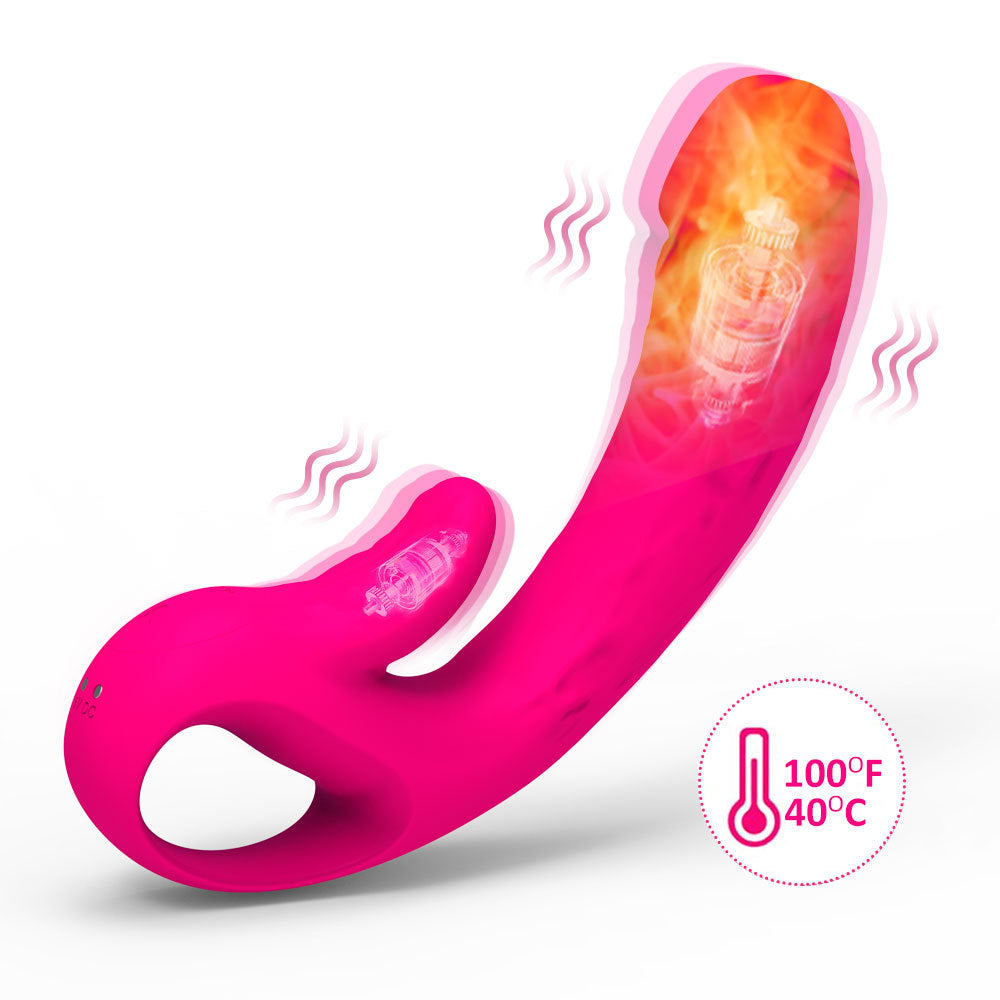 Heating Double-end Tongue-licking & Vibration Dildo Massage Stick-EROSREALM