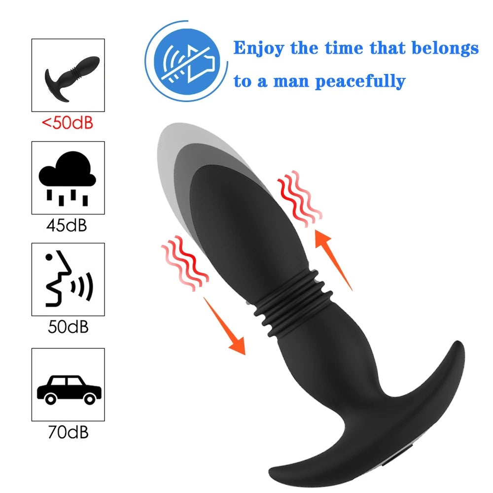 Remote Control Vibrating & Thrusting Anal Plug-EROSREALM