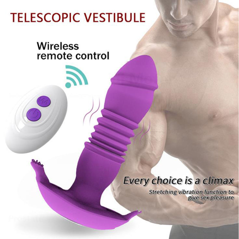 Telescopic G-spot Vibrator With Remote Control Anal Vibrator Prostate Massager-EROSREALM