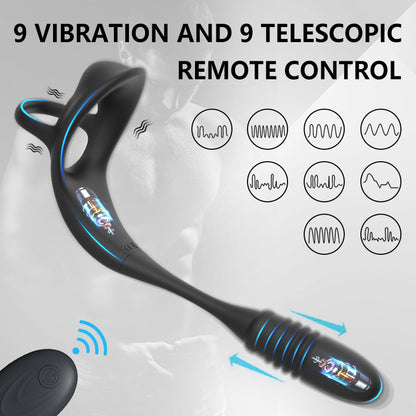 2 In 1 Wearable Telescopic Double-ring Prostate Massager Wireless Remote Control-EROSREALM