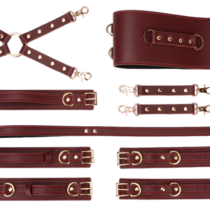 Collar. Thigh and Wrist Cuff Restraint System 8 PCS Bondage Kit-EROSREALM