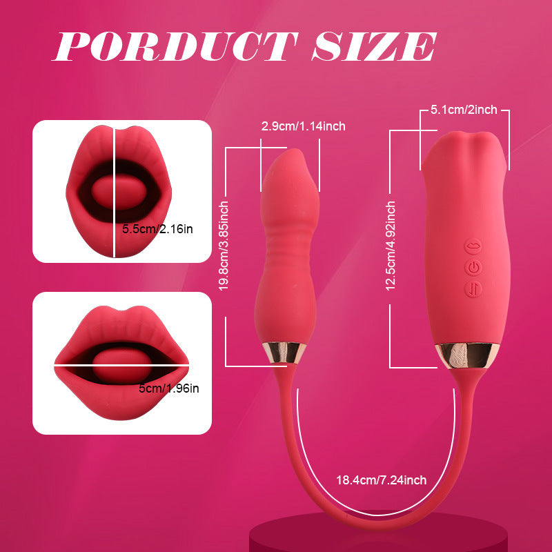 Scarlet Rose Lip 3-in-1 Bitting & Thrusting Vibrator-EROSREALM