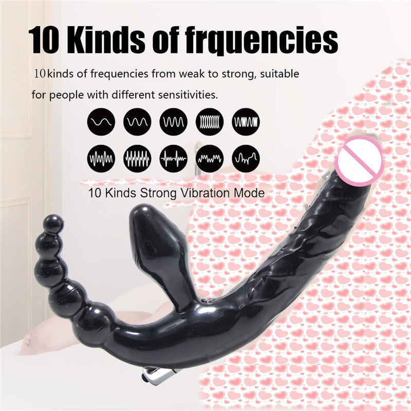 Wearable Triple Ended Dildo Anal Plug Flirting Toy-EROSREALM