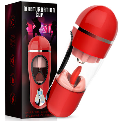 Deep Throat Oral Love Intelligent Heating Tongue Licking Interactive Voice Masturbation Device-EROSREALM