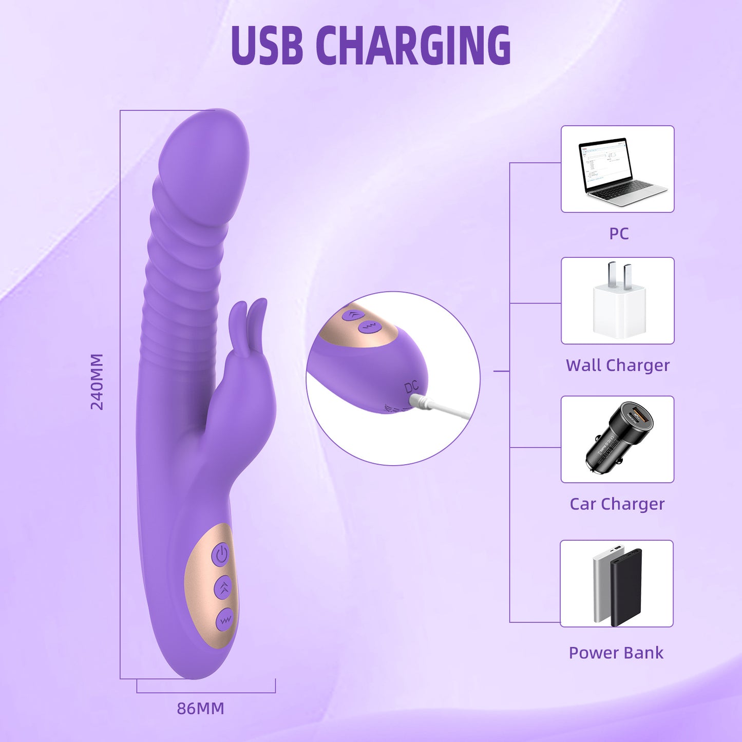 Telescopic Vibrator Dildos Heating Vibrators Clitoris Stimulator Massager-EROSREALM