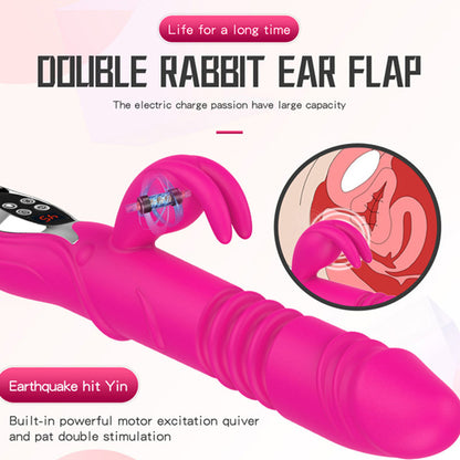 Telescopic Dildo G Spot Vibrator Thrusting Rotating Female Masturbation-EROSREALM