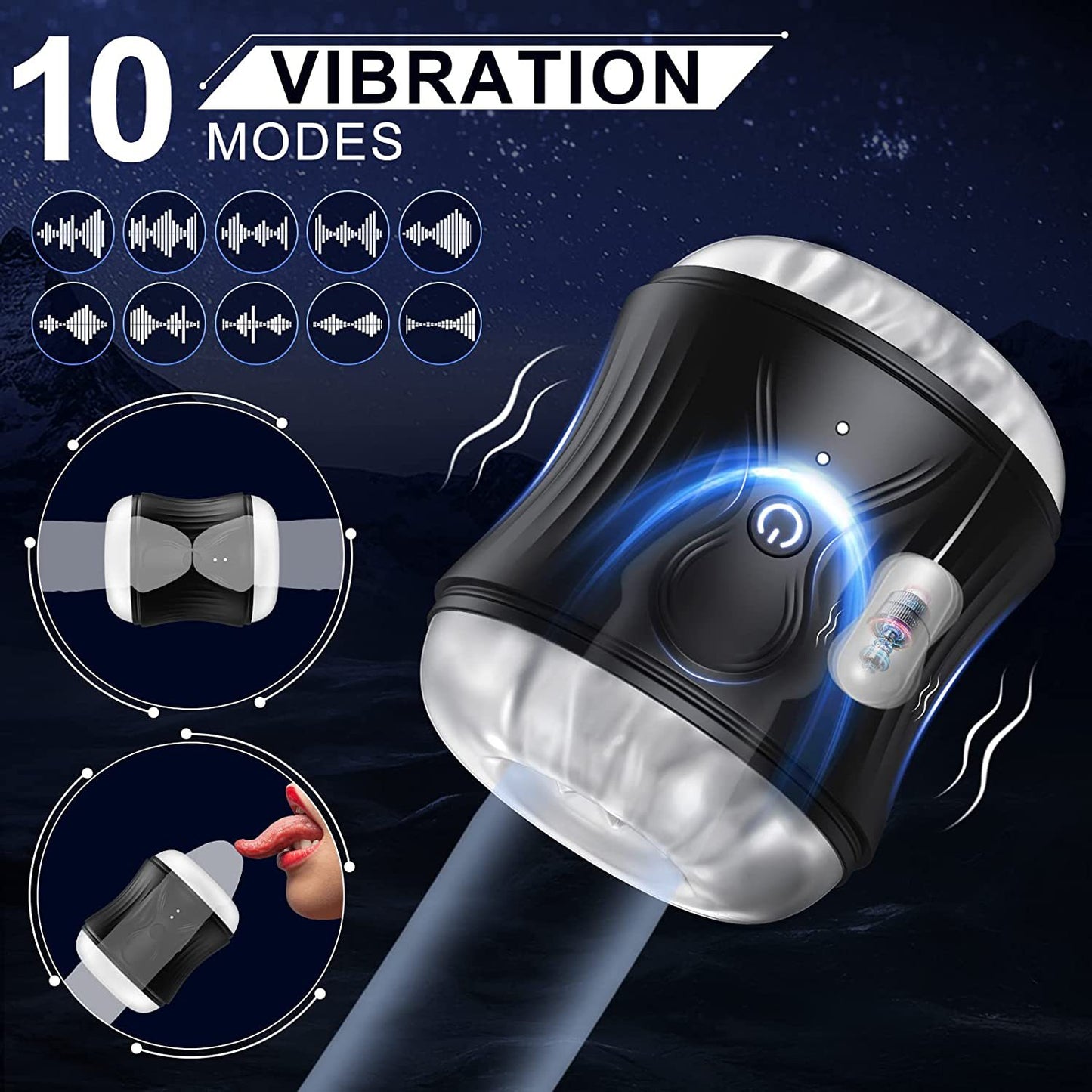 Jaffen Fully Automatic 10-frequency Vibration Male Penis Rolling Cup-EROSREALM