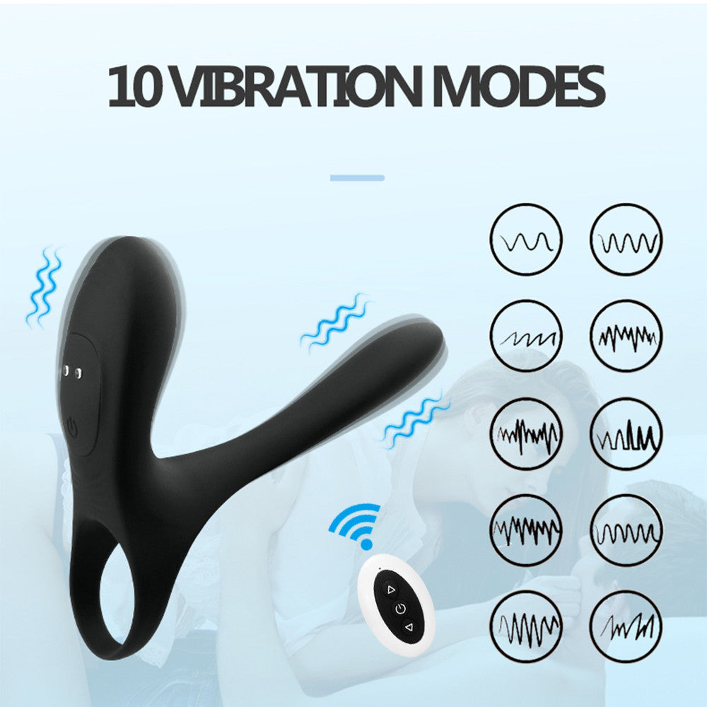 3-in-1 Wireless Remote Vibrating Cock Ring & Clit Stimulator-EROSREALM