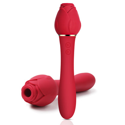 Rose Wand Massager with Clit Sucking Vibrator-EROSREALM