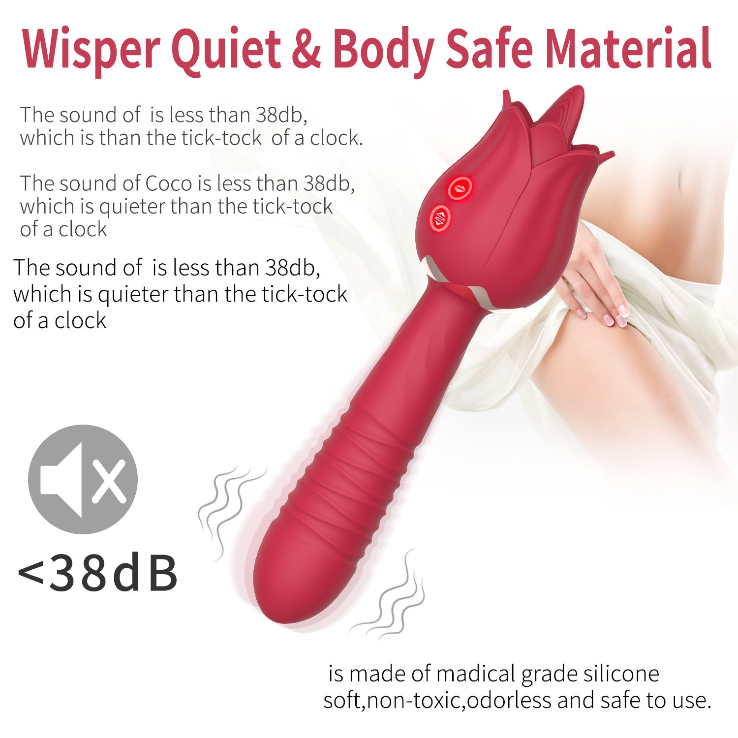 Rose Tongue Licking Thrusting Wand Vibrator-EROSREALM