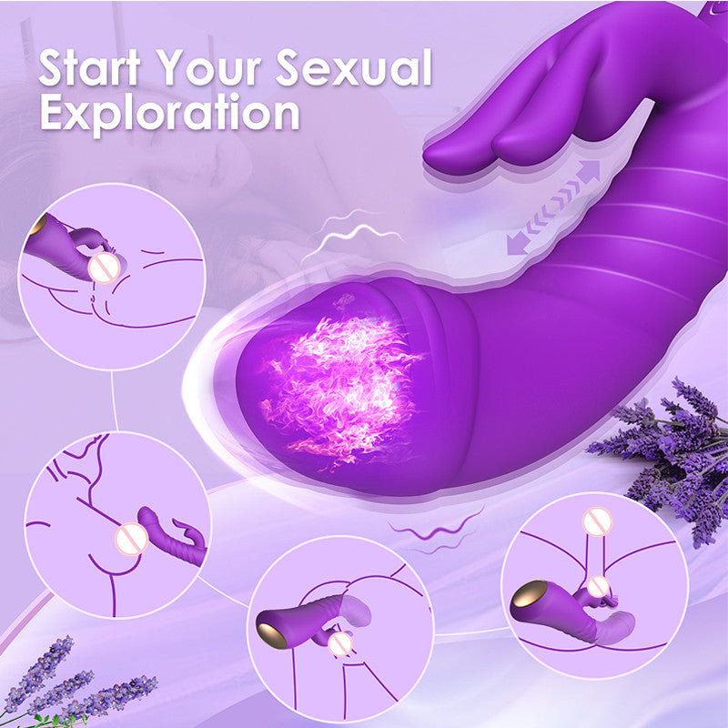 Heating Rabbit Vibrators Vagina G Spot Clitoris Nipple Dual Stimulator Massager Dildo-EROSREALM