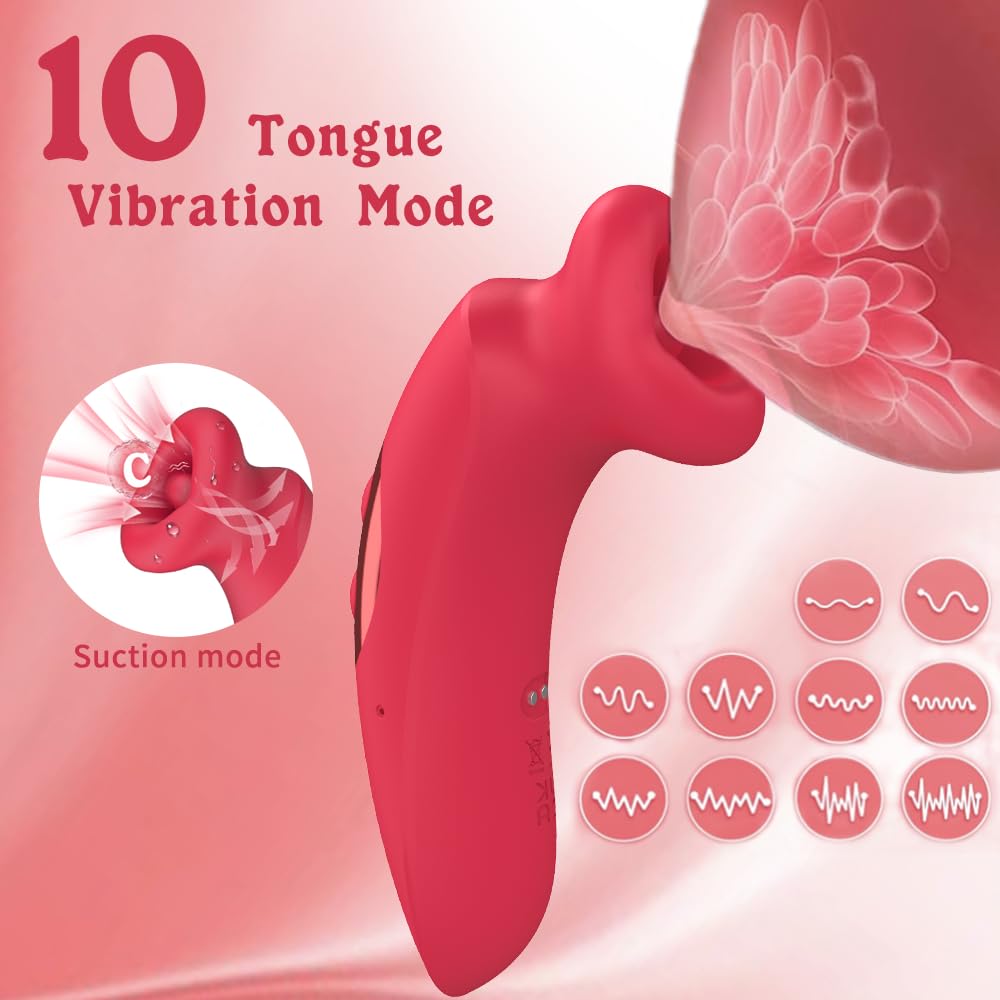 2-in-1 Clitoral Vibrator With 10 Tongue Licking Modes And 10 Sucking Modes-EROSREALM