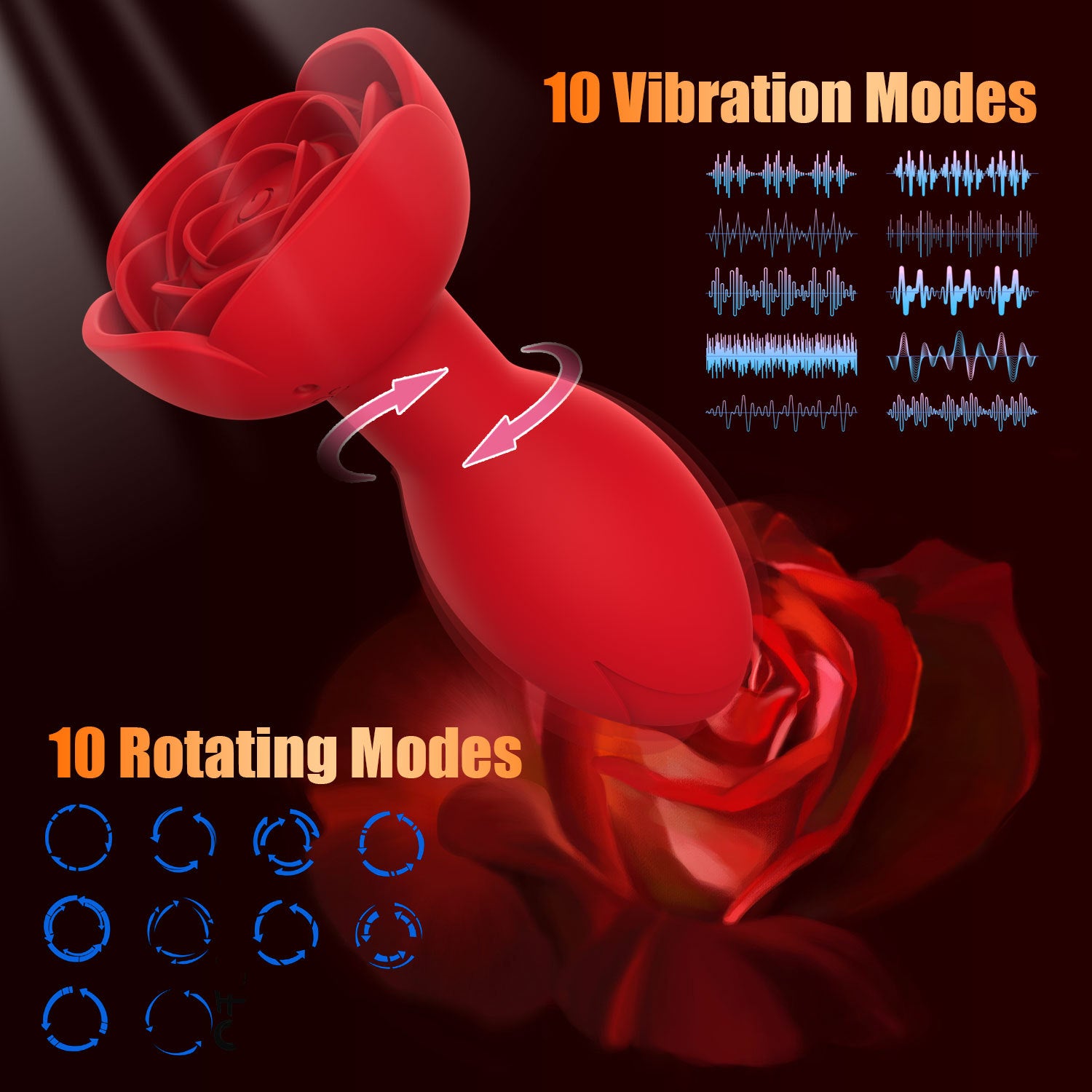 App / Wireless Remote Control 360 ° Rotating Rose Anal Vibrator-EROSREALM