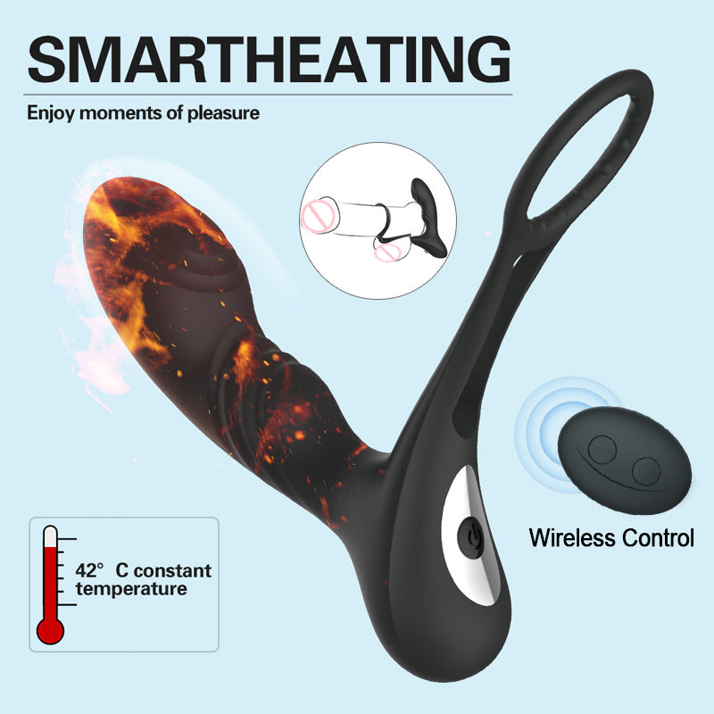 10 Vibration Mode Men Butt Plug Heating Prostate Massager Delay Ejaculation Ring-EROSREALM