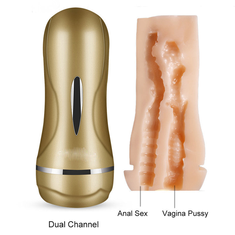 Double Channel Manual Masturbation Cup Realistic Realistic Pussy Anal Vagina-EROSREALM