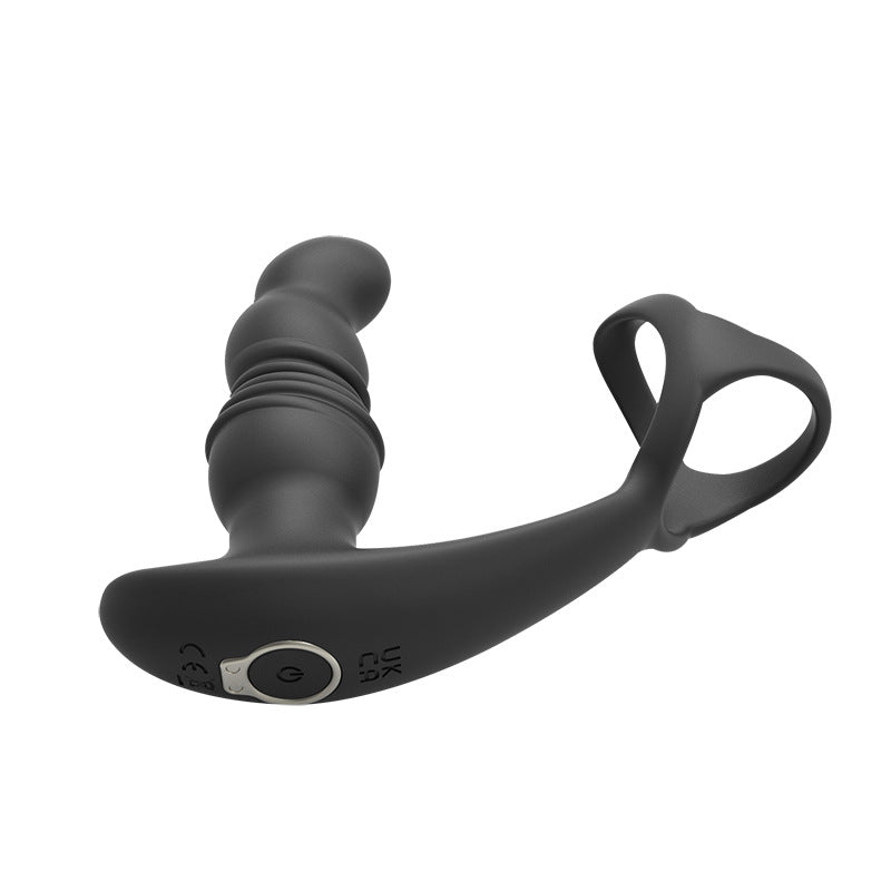 Wireless Remote Control Double Cock Ring Vibrating Anal Plug Massager-EROSREALM