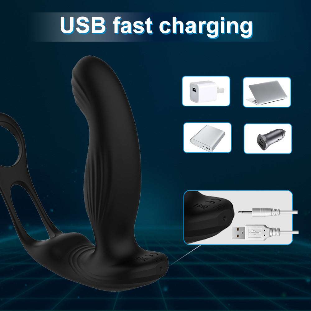 Warrior - Heating Wiggling Vibration Prostate Massager With Double Rings-EROSREALM