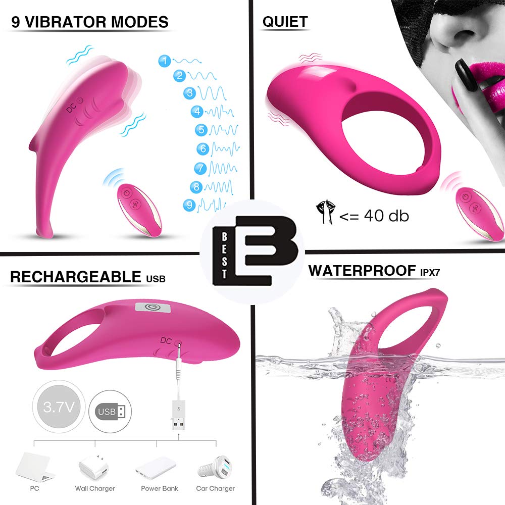 Shark Delay Ejaculation Cock Penis Ring Remote Control Clitoris Stimulator-EROSREALM