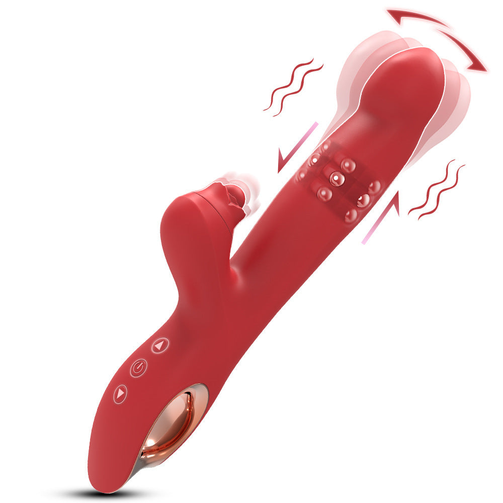 Bud - Tapping Rabbit Vibrator With Sliding Beads Ring-EROSREALM