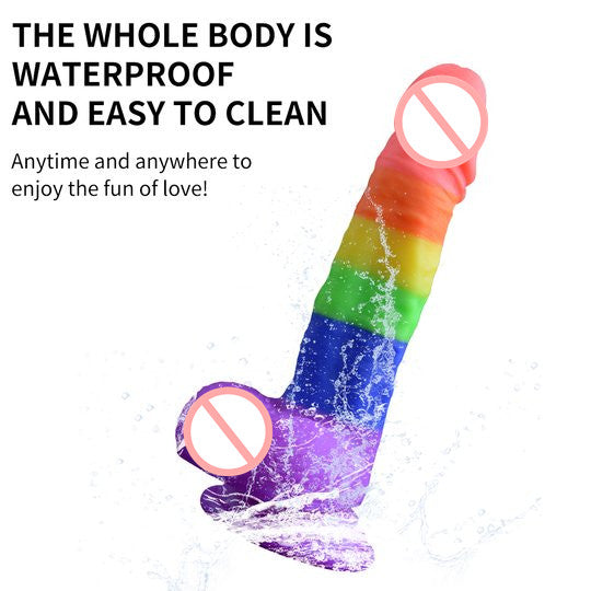 Rainbow Transparent Penis Silicone Realistic Dildo-EROSREALM