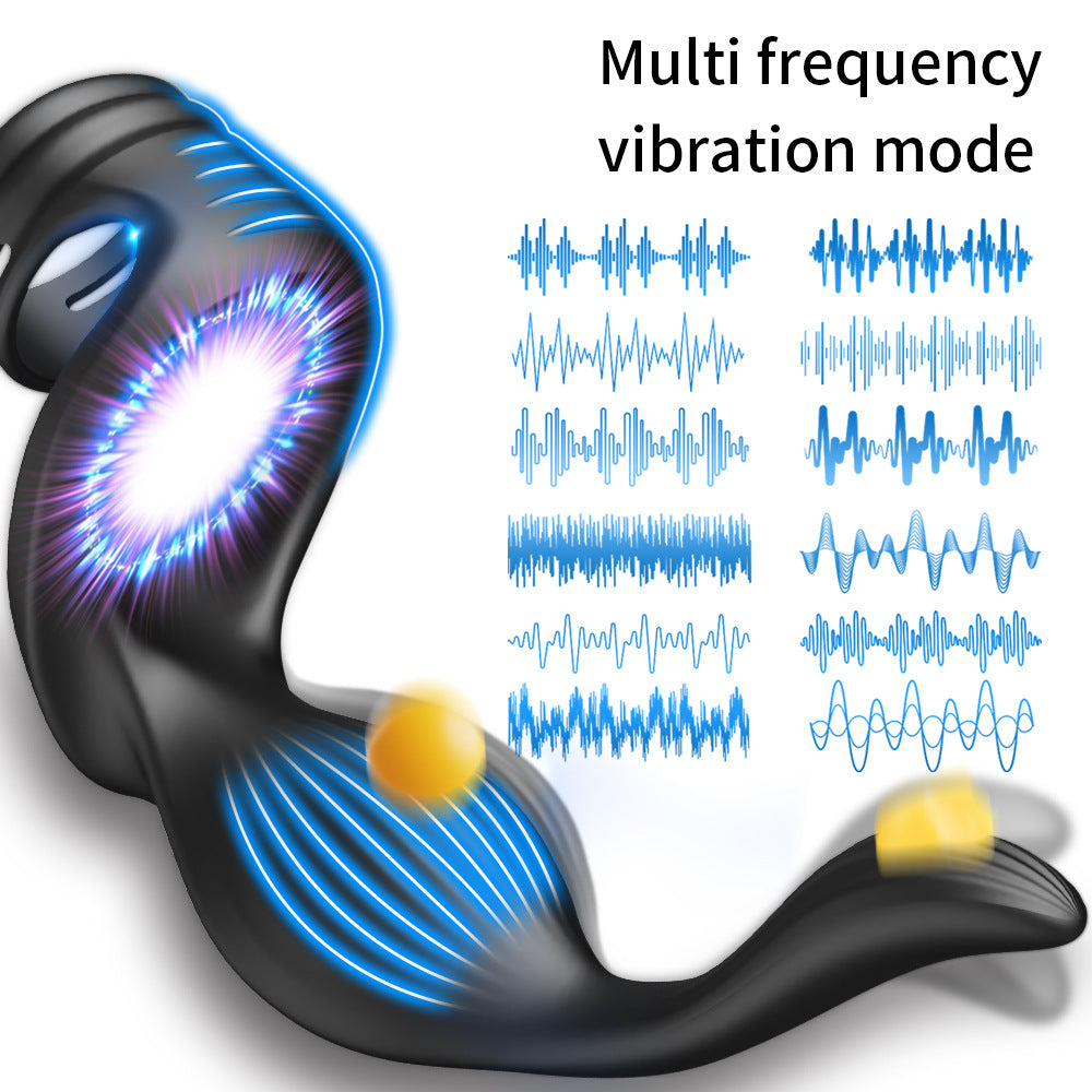 Wireless Remote Control 3-point Stimulation Vibrating Penis Ring-EROSREALM