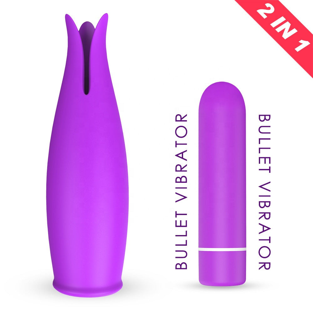 Petals Mini Bullet Tongue 2-in-1 Vibrator Nipple Clitoris Stimulator-EROSREALM