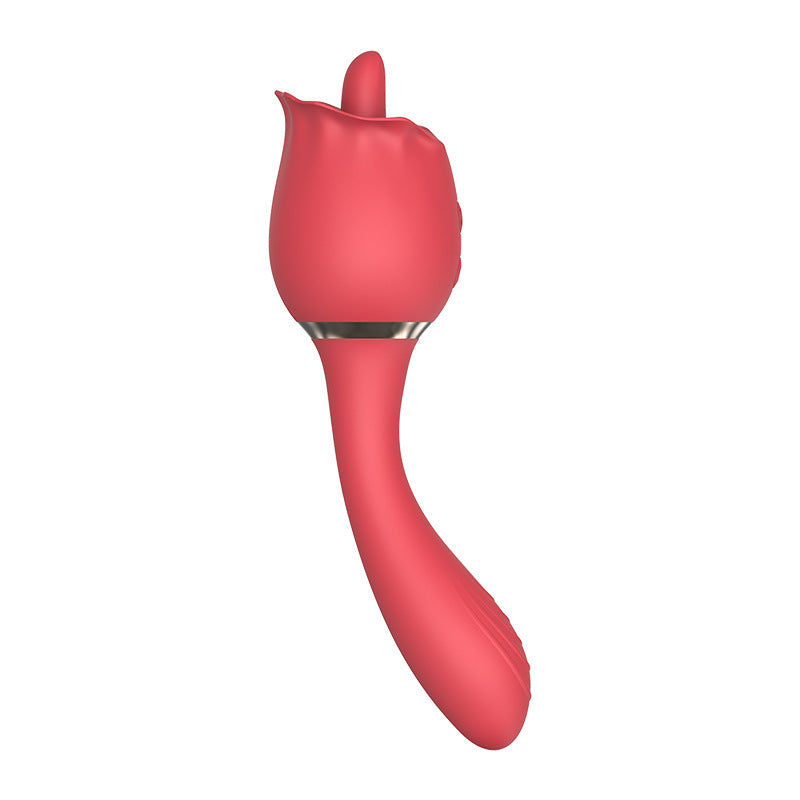 2 in 1 Tongue Licking Fancy Rose Vibrator-EROSREALM