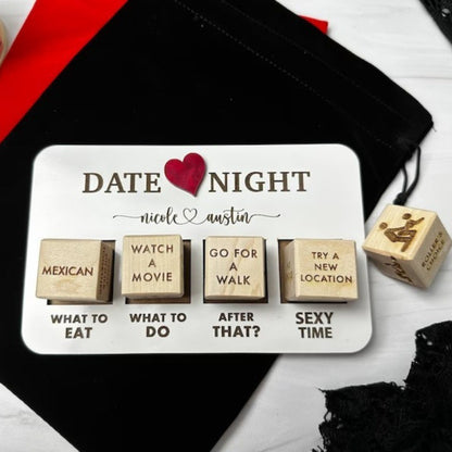 Couple Rose Dating Night Wooden Dice Set-EROSREALM