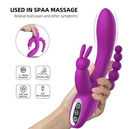 G Spot Clitoral Anal Stimulation Rabbit Vibrator. Triple Penetration-EROSREALM