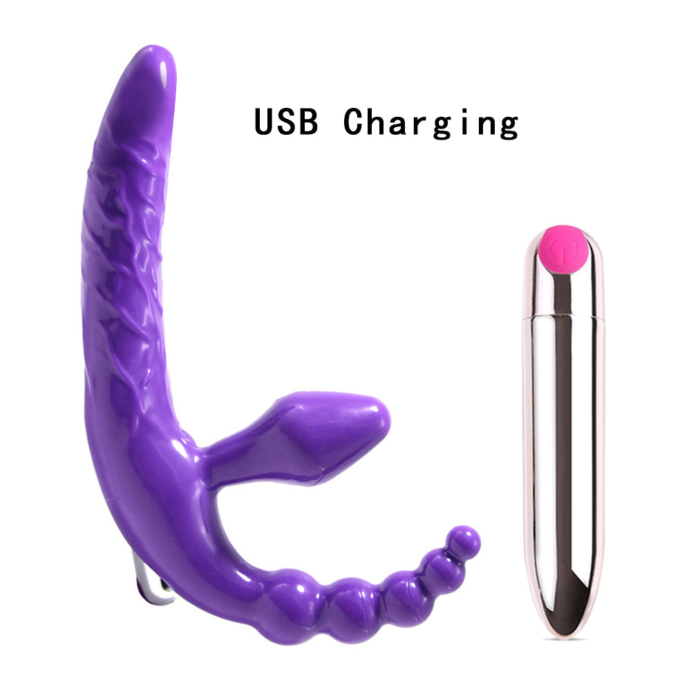 Wearable Triple Ended Dildo Anal Plug Flirting Toy-EROSREALM