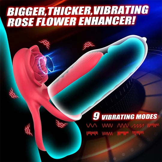 3-in-1 G-spot Vibrator Clit Stmulator & Vibrating Penis Ring Rose Toy For Couples-EROSREALM