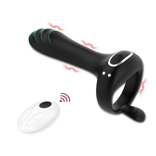 Wireless Remote Vibrator Double Cock Ring Delay Ejaculation Penis Ring For Men-EROSREALM