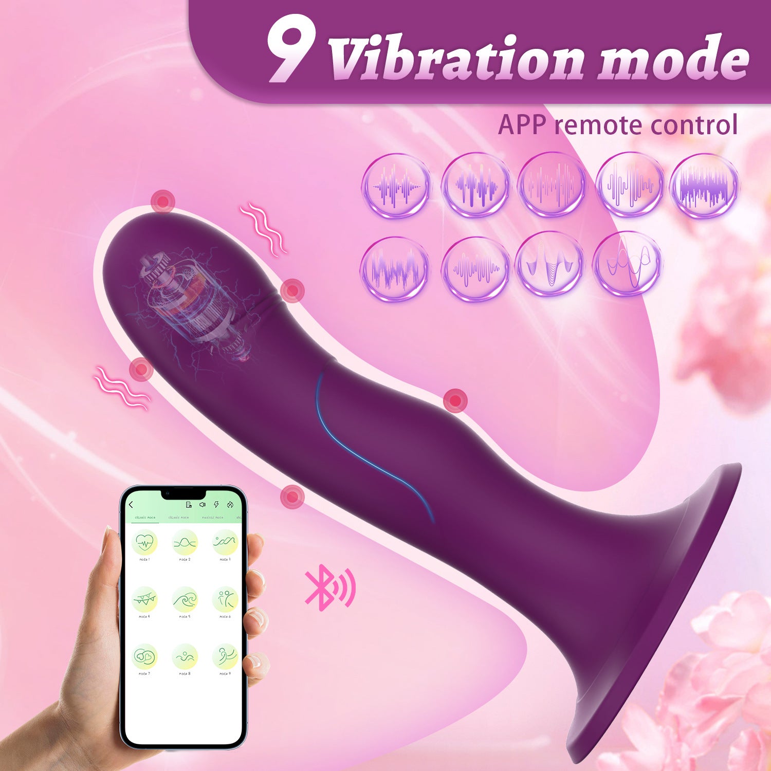 App Remote Control Vibrating Prostate Massager With Suction Cup-EROSREALM