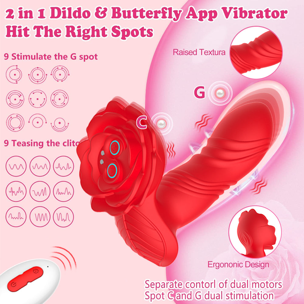 Aurora App & Wireless Remote Control Rose Vibrator-EROSREALM